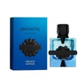 French Avenue Aromatix Magnetiq 100ml — Blue box and clear blue glass perfume bottle with black cap and black label.