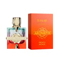 French Avenue Aromatix Teas Me — A square glass perfume bottle with a gradient of blue to red, a gold cap, and a gold band with 'AROMATIX FRENCH AVENUE' text, next to its orange and yellow gradient box with 'TEAS ME' and 'AROMATIX' branding.