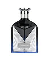 Maison Alhambra Victorioso Legacy by Maison Alhambra 100ml EDP — A black and blue gradient glass perfume bottle with a silver metallic accent and a silver cap, featuring the text 'LEGACY' and 'VICTORIOSO'.