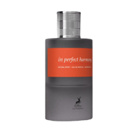 Maison Alhambra In Perfect Harmony by Maison Alhambra 60ml EDP — A grey frosted glass perfume bottle with a textured silver cap and an orange label featuring the text 'in perfect harmony' and a small deer logo at the bottom.