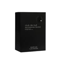 Armaf Club De Nuit Intense Man Parfum 150ml — Black box with "club de nuit intense man" text and a circular emblem with a gem | Armaf Club De Nuit Intense Man Parfum 150ml — Kotak hitam dengan teks "club de nuit intense man" dan lambang bulat dengan permata