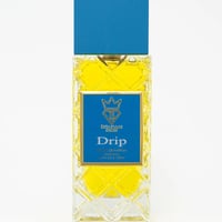 Bujairami Drip by Bujairami 100ml Extrait — Yellow liquid in a clear, diamond-patterned glass bottle with a blue cap and gold accents on the label.