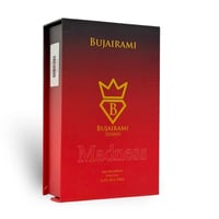 Bujairami Madness by Bujairami 100ml EDP — Red gradient box with gold crown and 'B' logo, 'Madness' text, and fragrance details