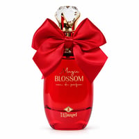 TADangel Magic Blossom by TADangel 100ml EDP Women — Red perfume bottle with a large red satin bow and a crystal-like cap, gold text on bottle
