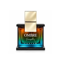 Armaf Ombre Fresh by Armaf 100ml EDP Unisex — Gradient glass bottle with gold cap, presented in a textured black stand.