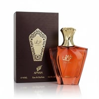 Afnan Turathi Brown by Afnan Perfumes – 100 ml for Men, featuring a brown box and an amber-colored glass bottle with a gold