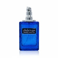 Ard Al Zaafaran Desert Sultan Sapphire — Blue textured glass bottle with silver cap and black label