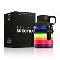 Armaf Odyssey Spectra by Armaf 100ml EDP Men — Kotak hitam dengan tulisan putih dan botol semburan berwarna pelangi bergaris halus, penutup hitam.