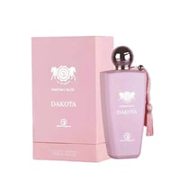 Grandeur Dakota by Grandeur Elite 100ml EDP – Women perfume bottle with pink box, featuring a silver sphere cap and tassel.