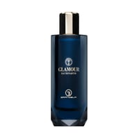 Grandeur Glamour Woman by Grandeur Elite 100ml — A dark blue glass perfume bottle with a gold and black cap, featuring the 'Glamour' logo and 'Eau de Parfum' text.