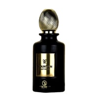 Grandeur Mountain Nuit Paris 100ml EDP Grandeur Elite for Men — Black perfume bottle with a textured gold cap and a gold label featuring the brand logo and product name.