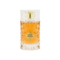 Gulf Orchid Sweet Heaven by Gulf Orchid 100ml EDP Unisex — Amber liquid in a clear, fluted glass bottle with a faceted crystal cap and a gold diamond-shaped label reading 'SWEET HEAVEN'.