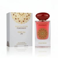 Gulf Orchid Pomegranate Musk 60ml For Her — White box with gold mandala pattern and red oval cap perfume bottle with red liquid and gold mandala pattern