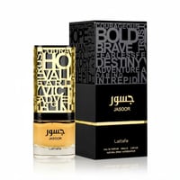 Lattafa Jasoor by Lattafa Perfumes 100 ml Unisex — Gold patterned bottle with black box, featuring bold typography.