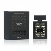 Rave Now by Rave Perfume Lattafa 100ml For Man — Black perfume box and bottle with geometric pattern, white text.