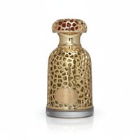 Lattafa Emeer By Lattafa Woody Scent 100ml — Gold ornate bottle with honeycomb pattern and red accents on cap, oval label