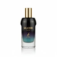 Maison Alhambra Glacier Bold by Maison Alhambra 100ml EDP — A clear glass perfume bottle with a gradient dark purple to teal liquid, a gold cap, and a gold deer silhouette logo.