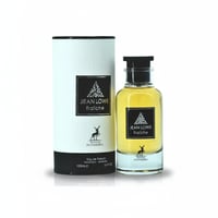 Maison Alhambra Jean Lowe Fraiche — A 100ml bottle of Jean Lowe Fraiche Eau de Parfum by Maison Alhambra, presented with its white cylindrical box, both featuring a black label with a deer silhouette and the brand name.