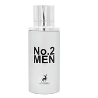 Maison Alhambra No.2 Men by Maison Alhambra 80ml EDP — White bottle with silver cap, featuring black text 'No.2 MEN' and a deer silhouette logo with 'ALHAMBRA' below.