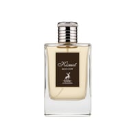 Maison Alhambra Kismet Moscow by Maison Alhambra 100ml EDP — Clear glass perfume bottle with a silver ribbed cap and a dark brown label featuring a deer silhouette and gold text.