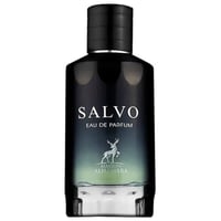 Maison Alhambra Salvo by Maison Alhambra For Him 100ml — Black gradient bottle with white text 'SALVO EAU DE PARFUM' and a silver deer silhouette above 'MAISON ALHAMBRA'