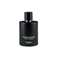 Pendora Noir En Leather by Pendora Scents 100 ml — Black cylindrical perfume bottle with a black cap and silver accent, featuring white text.