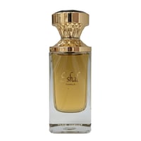 Paris Corner Eshal Vanilla by Paris Corner EDP 100ml — Clear glass bottle with golden liquid, gold faceted cap, and 'Eshal Vanilla' text.