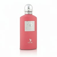 Volare Celine pour Femme – Pink perfume bottle with silver cap and silver label featuring horse emblem and bird logo