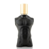 Volare Elixir Gladiator Twilight by Volare 100ml Man — Black torso-shaped perfume bottle with a gold cap, isolated on a white background.