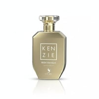 Volare Vanilla Irish — Gold faceted perfume bottle with a clear faceted cap, featuring the KENZIE logo and 'IRISH VANILLA EAU DE PARFUM' text, with a small bird logo below.
