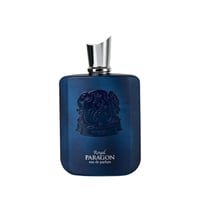 Zimaya Royal Paragon by Zimaya EDP 100ml Man — Blue rectangular perfume bottle with a silver cap and an embossed crest on the front.