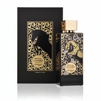 Zimaya Royal Leather by Zimaya EDP 100ml — Black box and bottle featuring a rearing horse silhouette with gold ornate patterns. Gold cap on the bottle.
