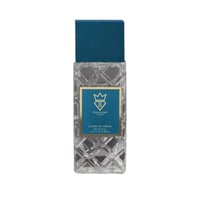 Bujairami Real Deal Fresh Citrus Musk 100ml Extrait — Clear faceted glass bottle with a dark blue cap and a blue label featuring a gold crown logo and text.
