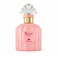 TADangel Rose Divine by TADangel 100ml EDP Women — A pink fluted glass perfume bottle with a clear faceted cap and gold accents, featuring 'Rose Divine' and 'TADangel' branding.