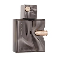 French Avenue Ghost Spectre by French Avenue 80ml — A metallic grey perfume bottle with a wavy, sculpted design and a gold bullet accent on the side. The word "GHOST" is vertically embossed on the left, and "SPECTRE" is on the base. | French Avenue Ghost Spectre by French Avenue 80ml — Botol minyak wangi kelabu