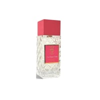 Bujairami Too Damn Clean — Clear faceted glass bottle with a pink textured cap, featuring a pink label with gold crown emblem and text.