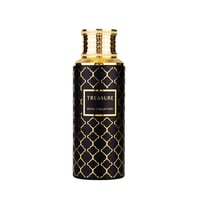 Maison Asrar Treasure by Maison Asrar 100ml EDP Unisex — Black bottle with gold geometric pattern and gold fluted cap, label reads TREASURE ROYAL COLLECTION