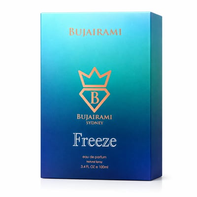 Bujairami Freeze by Bujairami 100ml EDP — A blue and teal gradient box with the Bujairami logo and text.