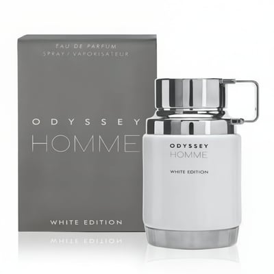 Armaf Odyssey Homme White by Armaf — Box and bottle of white edition eau de parfum spray for men