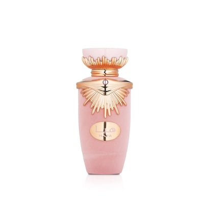 Lattafa Haya by Lattafa Perfumes – 100 ml for Women, a pink velvet perfume bottle with ornate gold accents and a gold oval label.