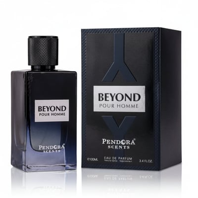 Paris Corner Beyond Pour Homme by Paris Corner 100ml EDP for Men — Black textured box and dark gradient glass bottle with textured cap, silver label.