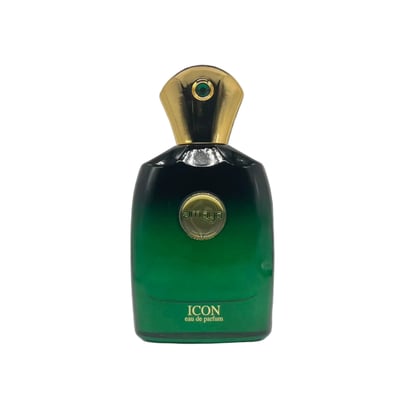 Zimaya Icon by Zimaya 100ml EDP for Men — Green gradient glass perfume bottle with gold cap and green gem accent, gold emblem on front.