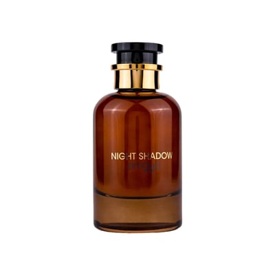 Zimaya Night Shadow by Zimaya 100ml EDP Unisex — Amber glass perfume bottle with gold and black cap, featuring 'NIGHT SHADOW' and 'Zimaya' text.