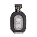 Zimaya Daiman Eclipse Eau De Parfum 100ml by Zimaya — A dark grey oval perfume bottle with a textured finish, featuring a silver ornate emblem with Arabic script and text, topped with a grey and silver cap. | Zimaya Daiman Eclipse Eau De Parfum 100ml by Zimaya — Botol minyak wangi bujur kelabu gelap dengan kemasan