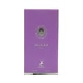 Maison Alhambra Delilah Viola 100ml — Purple perfume box with silver emblem and deer logo. | Maison Alhambra Delilah Viola 100ml — Kotak minyak wangi ungu dengan lambang perak dan logo rusa.