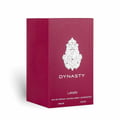 Lattafa Dynasty by Lattafa 100ml EDP Unisex — A maroon box with embossed geometric patterns and a silver ornate crest design, featuring 'DYNASTY' and 'Lattafa' text.