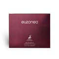 Maison Alhambra Euzonea by Maison Alhambra 100ml EDP for Women — A maroon box with embossed lines and the brand name 'euzonea' in white, featuring a deer silhouette and text details.