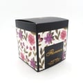 Maison Alhambra Florenza (Florence) 100ml — A black box with a floral pattern of pink and purple flowers and green leaves, featuring a black label with gold text that reads 'Florence' and perfume details. | Maison Alhambra Florenza (Florence) 100ml — Kotak hitam dengan corak bunga merah jambu dan ungu serta daun