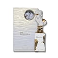 Lattafa Her Confession — White textured box with gold accents and a circular inset of a bust, next to a white and gold perfume bottle topped with a white bust.