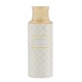Maison Asrar Heritage — Botol putih corak geometri emas dan penutup emas, dengan label emas tertulis 'HERITAGE' dan 'ROYAL COLLECTION'.